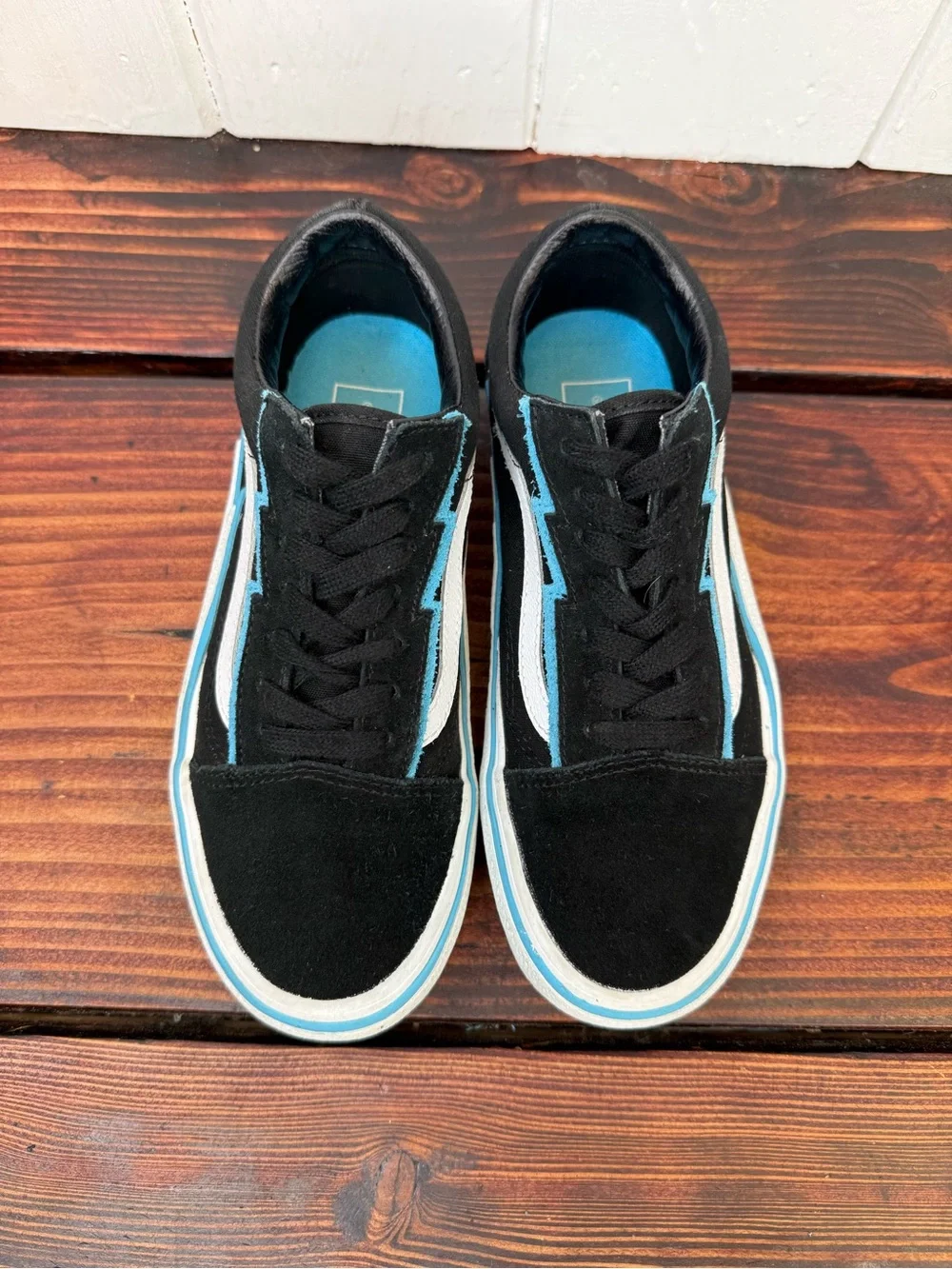 Vans Old Skool Bolt Black Blue Low Top Skate Shoes Women’s 6.5 Men’s 5